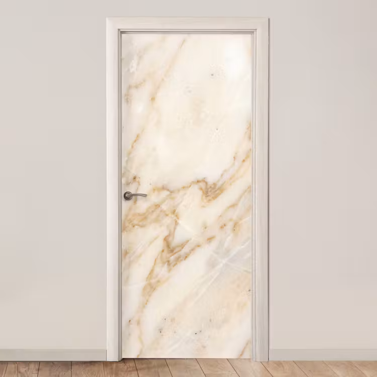 Marmer - Ader - Abstract - Wit - Goud deurposter klein -3d_beige