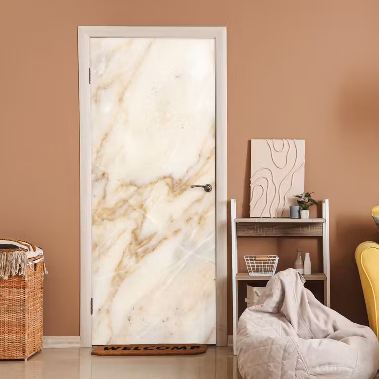 Marmer - Ader - Abstract - Wit - Goud deurposter klein -sfeer1