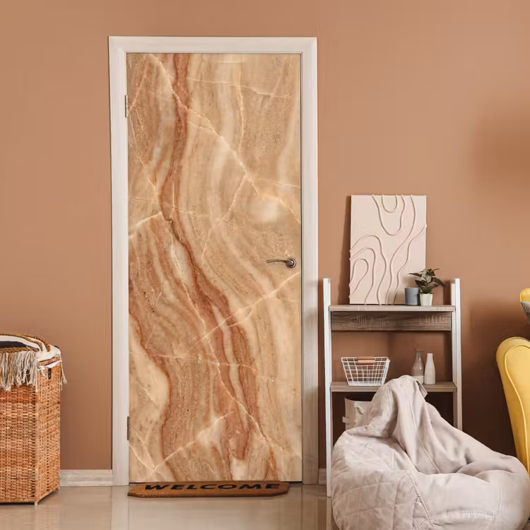 Marmer - Ader - Natuur - Abstract - Beige deurposter klein -sfeer1