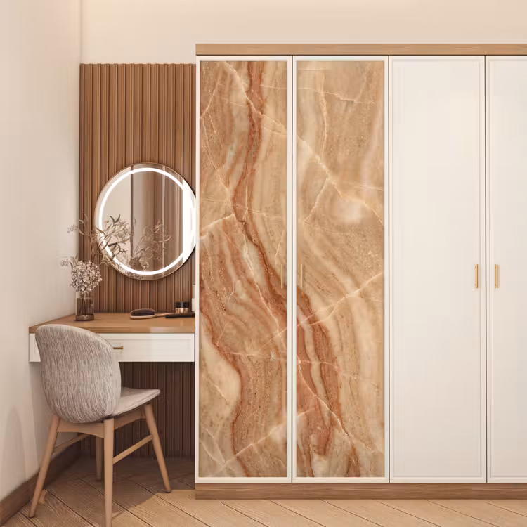 Marmer - Ader - Natuur - Abstract - Beige deurposter klein -sfeer3