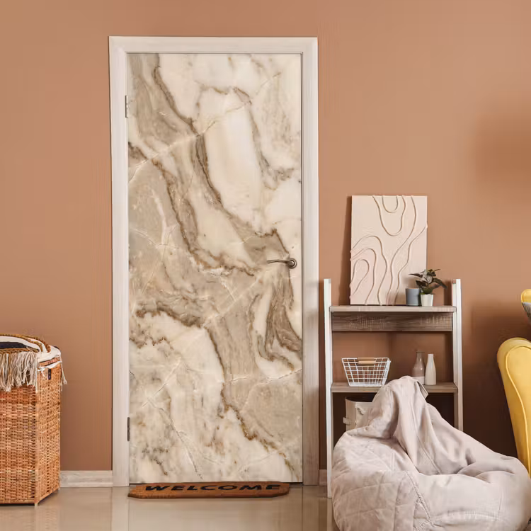 Marmer - Aderen - Textuur - Beige - Modern deurposter klein -sfeer1