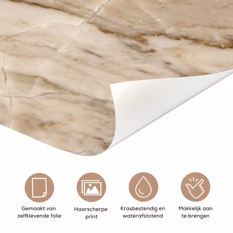 Marmer - Aderen - Textuur - Beige - Modern deurposter klein -closeup_NL
