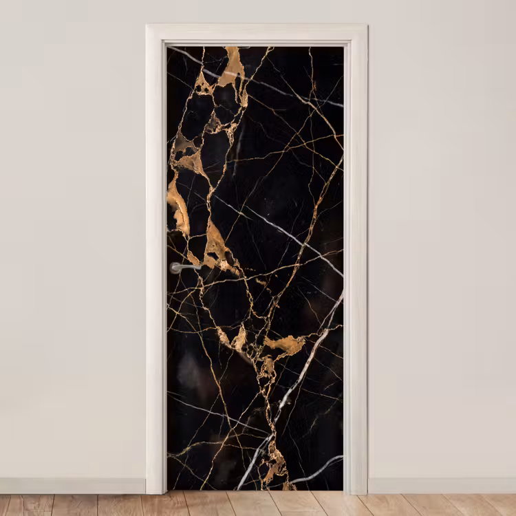 Marmer - Goud - Abstract - Zwart deurposter klein -3d_beige