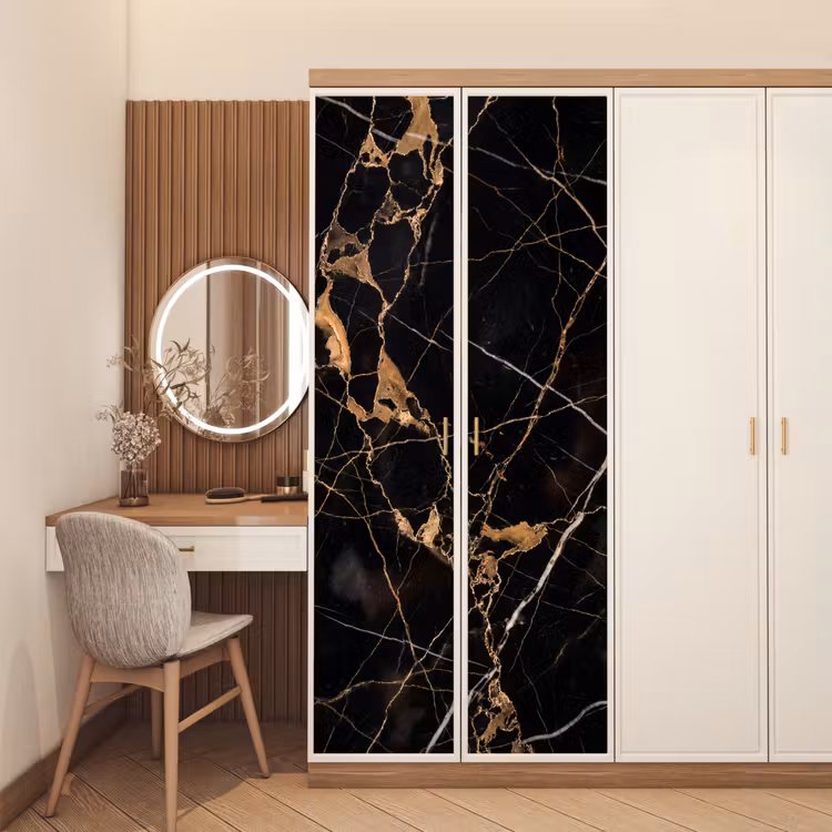 Marmer - Goud - Abstract - Zwart deurposter klein -sfeer3