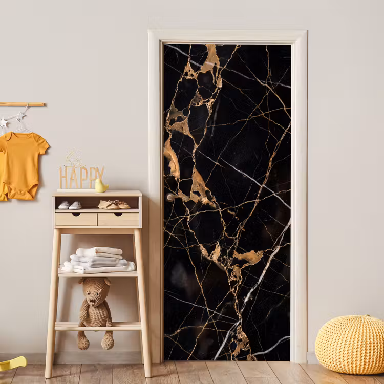 Marmer - Goud - Abstract - Zwart deurposter klein -sfeer4