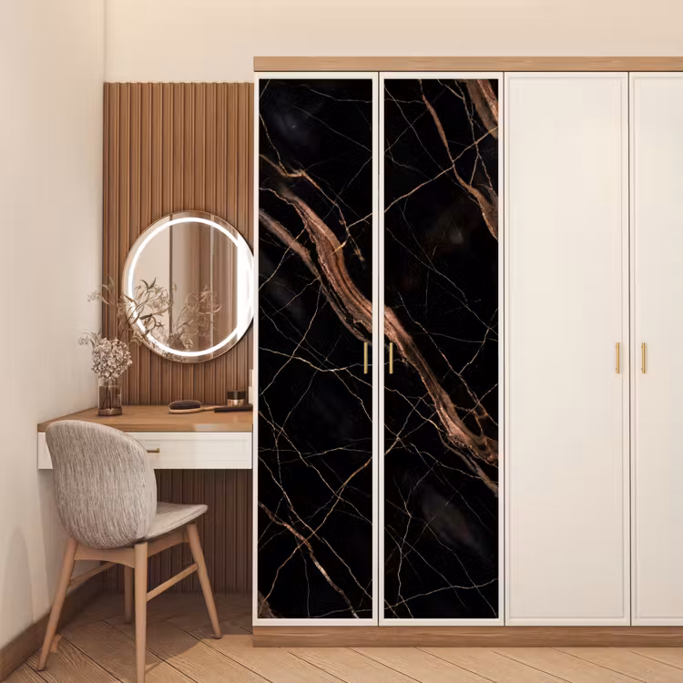 Marmer - Goud - Patroon - Luxe - Zwart deurposter klein -sfeer3
