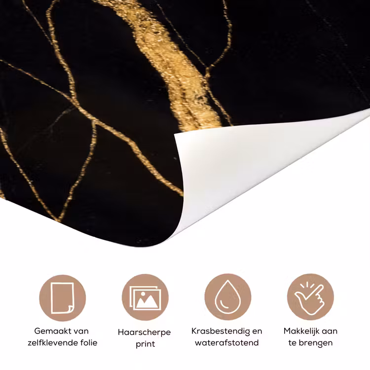 Marmer - Goud - Textuur - Abstract - Zwart deurposter klein -closeup_NL