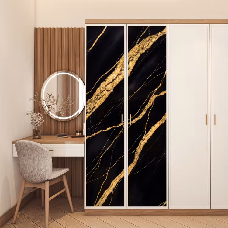 Marmer - Goud - Textuur - Abstract - Zwart deurposter klein -sfeer3