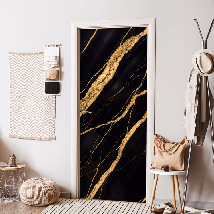 Marmer - Goud - Textuur - Abstract - Zwart deurposter klein -sfeer6