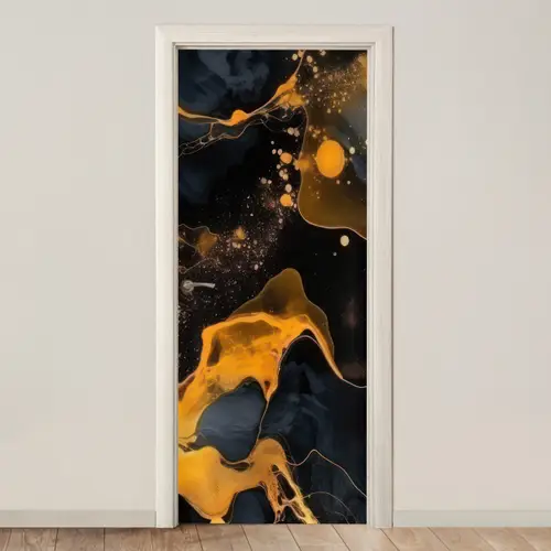 Marmer - Goud - Zwart - Abstract - Modern deurposter klein -3d_beige