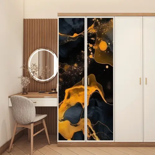 Marmer - Goud - Zwart - Abstract - Modern deurposter klein -sfeer3