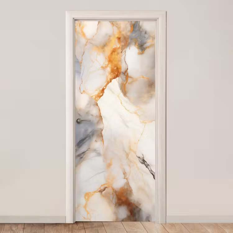 Marmer - Grijs - Goud deurposter klein -3d_beige
