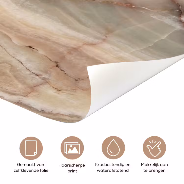 Marmer - Patroon - Abstract - Beige - Groen deurposter klein -closeup_NL