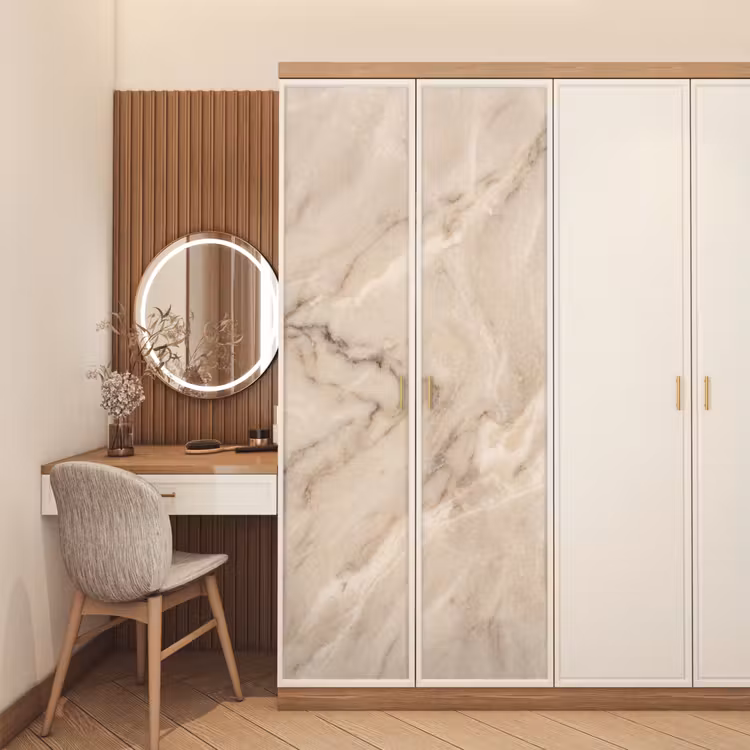 Marmer - Patroon - Abstract - Modern - Beige deurposter klein -sfeer3