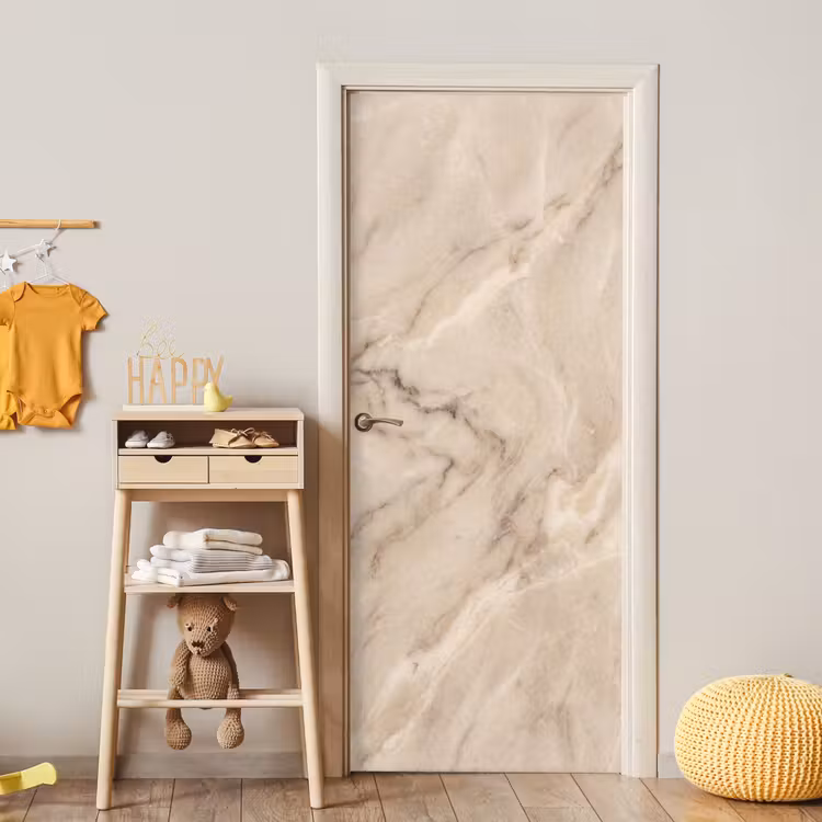 Marmer - Patroon - Abstract - Modern - Beige deurposter klein -sfeer4