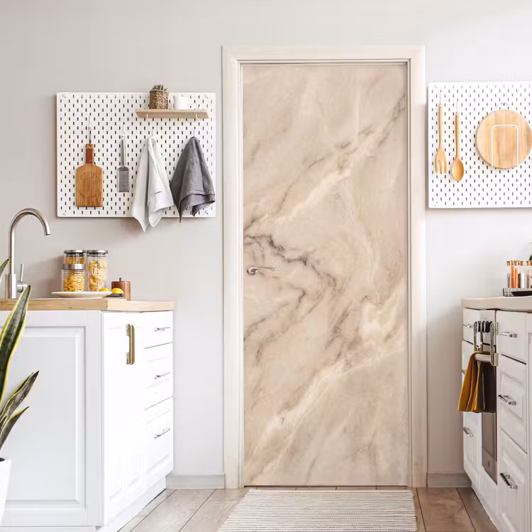 Marmer - Patroon - Abstract - Modern - Beige deurposter klein -sfeer5