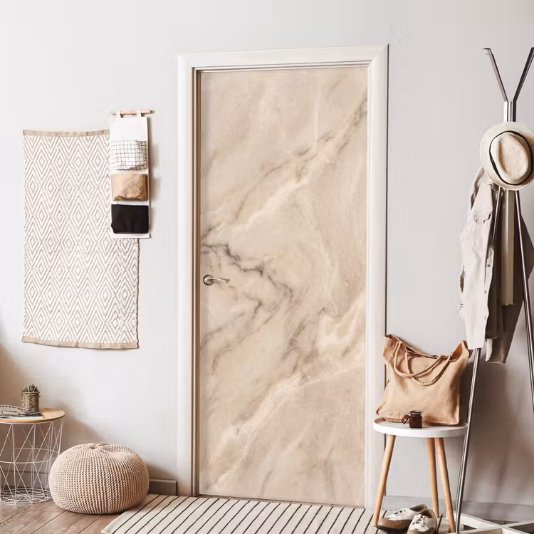 Marmer - Patroon - Abstract - Modern - Beige deurposter klein -sfeer6