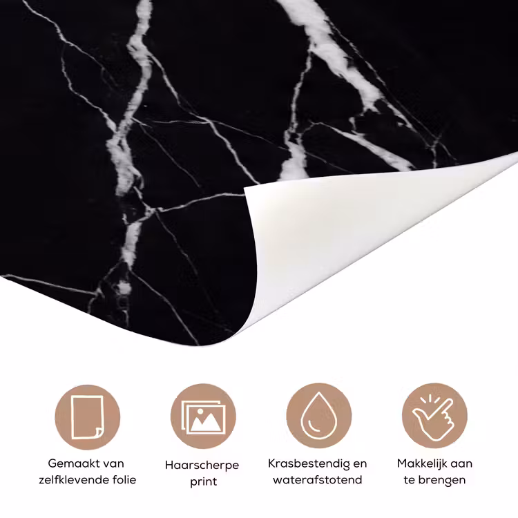 Marmer - Patroon - Abstract - Modern - Zwart deurposter klein -closeup_NL