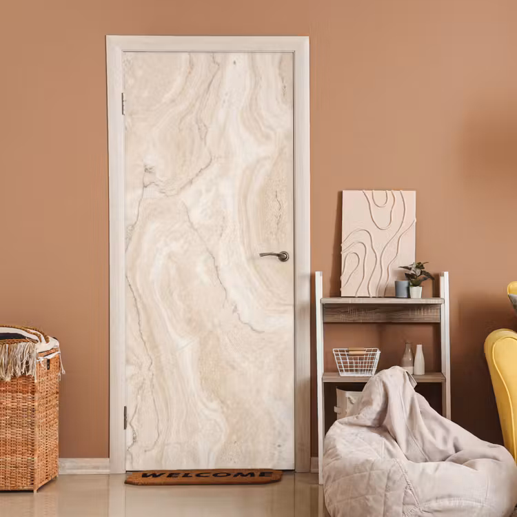 Marmer - Patroon - Beige - Steen - Abstract deurposter klein -sfeer1