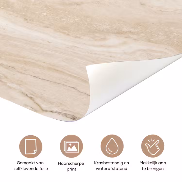 Marmer - Patroon - Beige - Steen - Abstract deurposter klein -closeup_NL