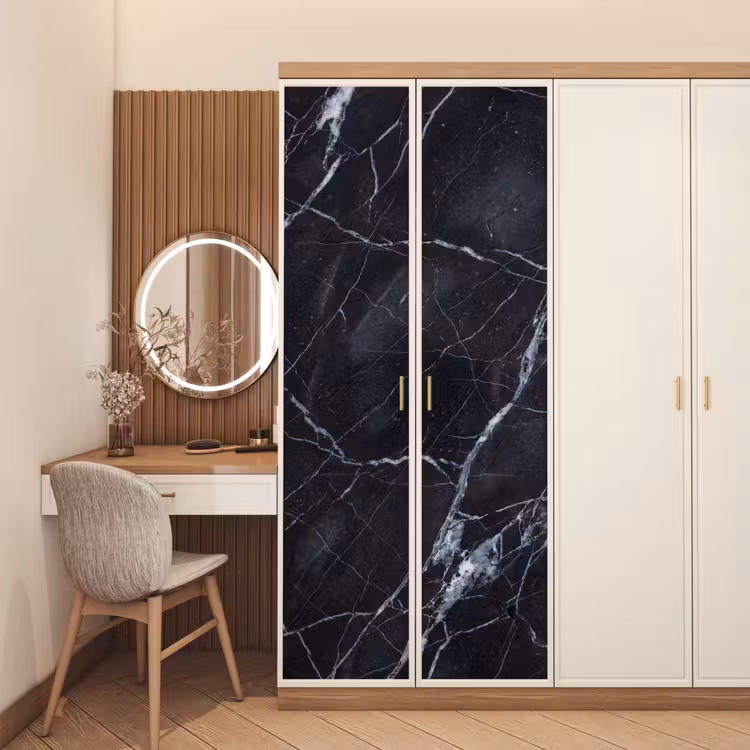 Marmer - Patroon - Modern - Zwart - Wit deurposter klein -sfeer3