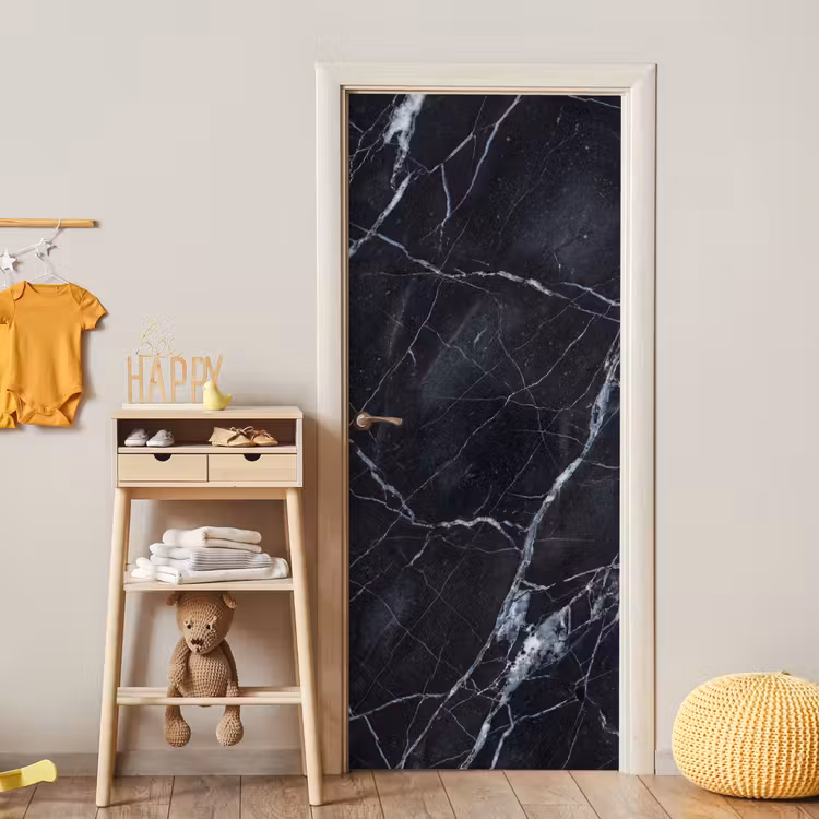 Marmer - Patroon - Modern - Zwart - Wit deurposter klein -sfeer4