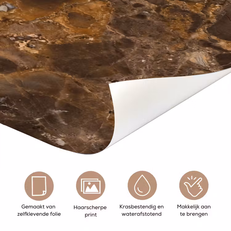 Marmer - Patroon - Natuur - Bruin - Goud deurposter klein -closeup_NL