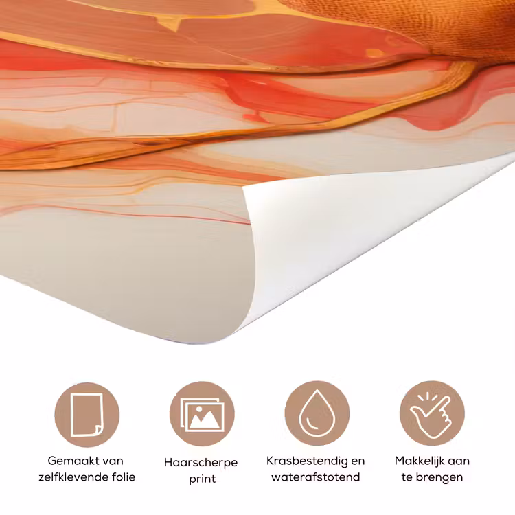 Marmer - Rood - Goud - Modern - Abstract deurposter klein -closeup_NL