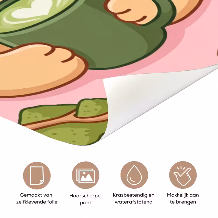 Matcha - Hond - Roze - Groen deurposter klein -closeup_NL