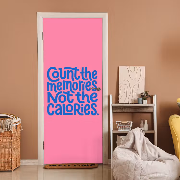 Memories - Roze - Blauw - Quote deurposter klein -sfeer1