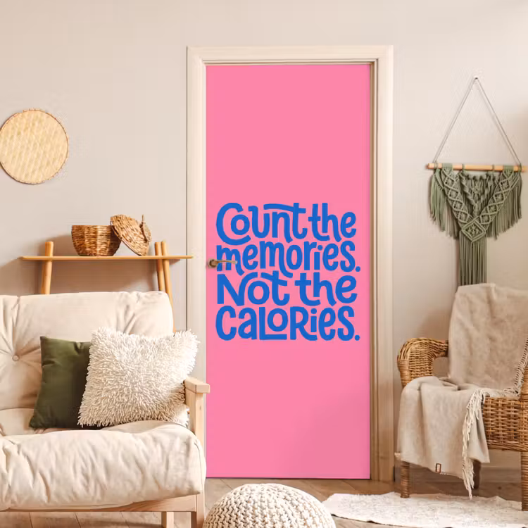 Memories - Roze - Blauw - Quote deurposter klein -sfeer2