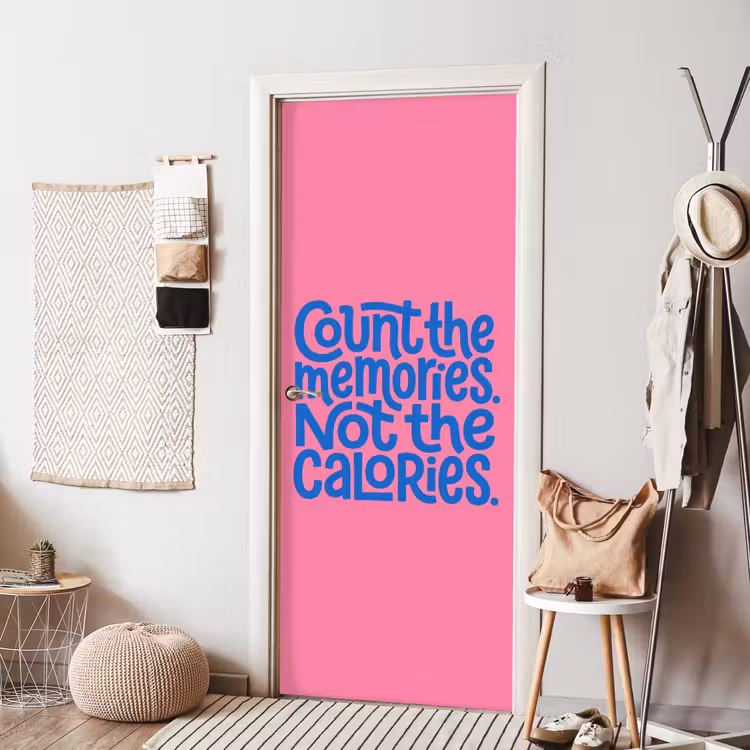 Memories - Roze - Blauw - Quote deurposter klein -sfeer6