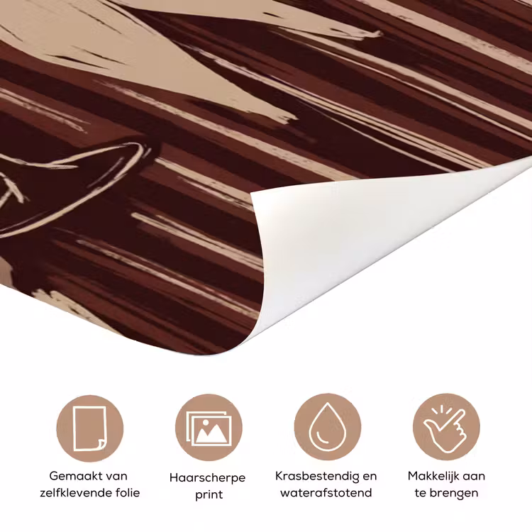 Mens - Hoed - Cocktail - Abstract - Bruin deurposter klein -closeup_NL