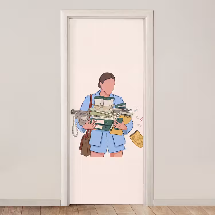 Mens - Kantoorartikelen - Werk - Modern deurposter klein -3d_beige
