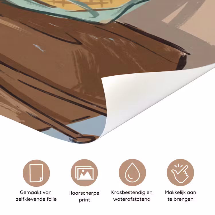 Mensen - Boodschappen - Stadsleven - Modern - Kleurrijk deurposter klein -closeup_NL