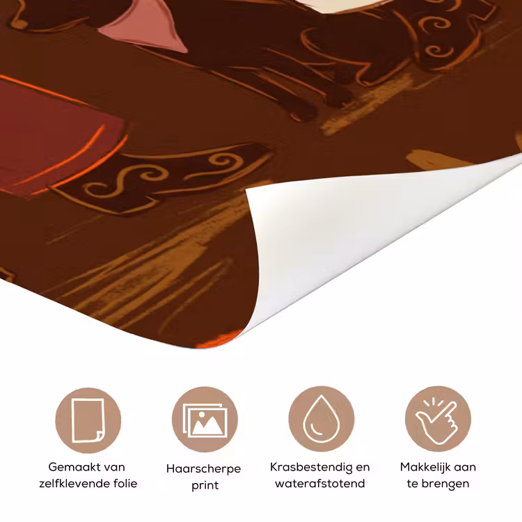 Mensen - Cowboykleding - Westerse stijl - Illustratie - Bruin deurposter klein -closeup_NL