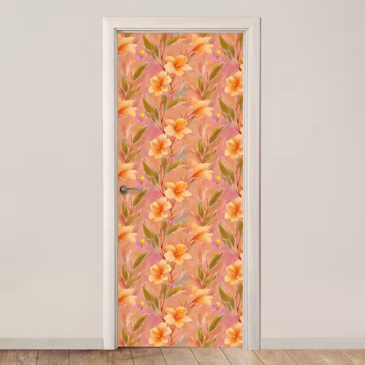 Botanisch - Bloemen - Kleurrijk deurposter klein 289 -3d_beige