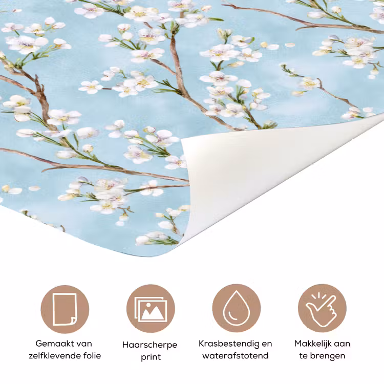 Kersenbloesem - Textuur - Blauw deurposter klein 289 -closeup_NL