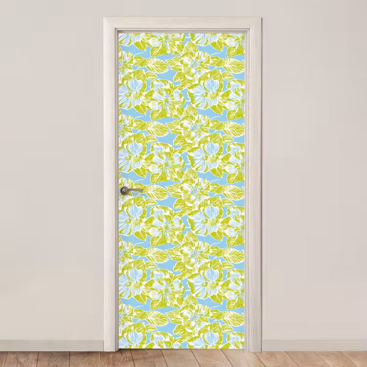 Modern - Bloemen - Groen deurposter klein 289 -3d_beige
