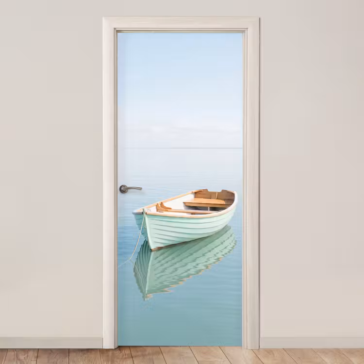 Minimalistisch - Boot - Zee deurposter klein -3d_beige