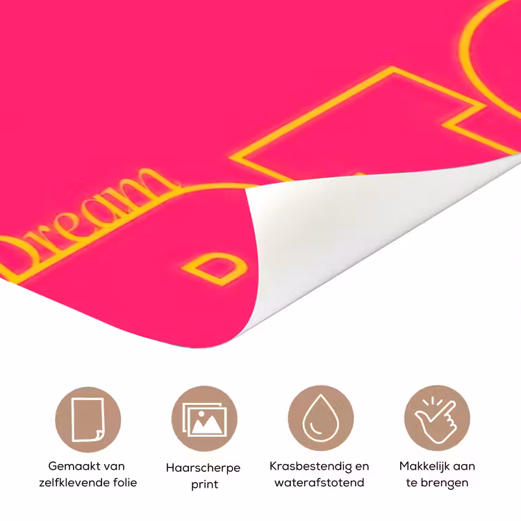 Minimalistisch - Roze - Dream big - Grafisch deurposter klein -closeup_NL