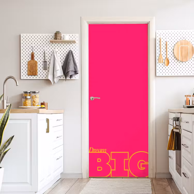 Minimalistisch - Roze - Dream big - Grafisch deurposter klein -sfeer5