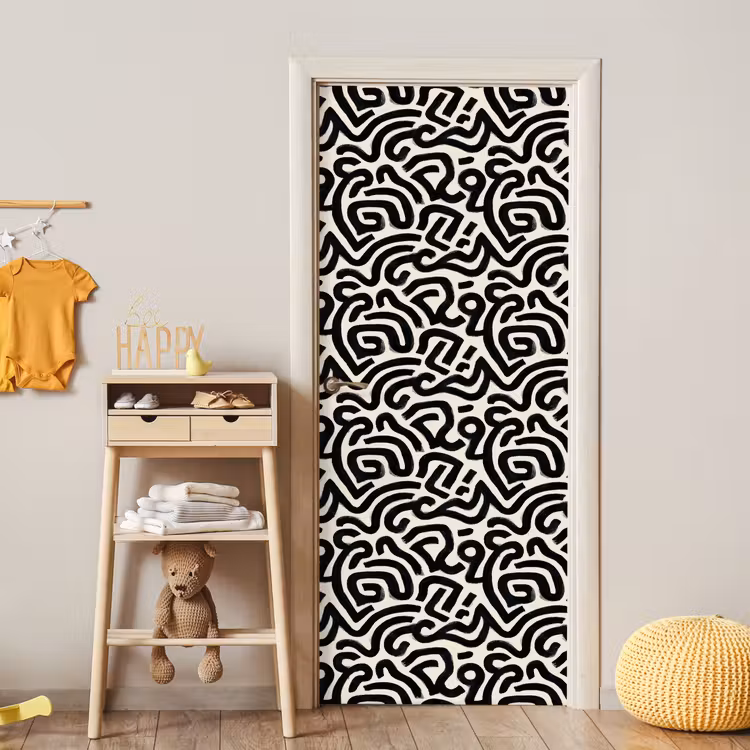 Modern - Abstract - Zwart deurposter klein 289 -sfeer4