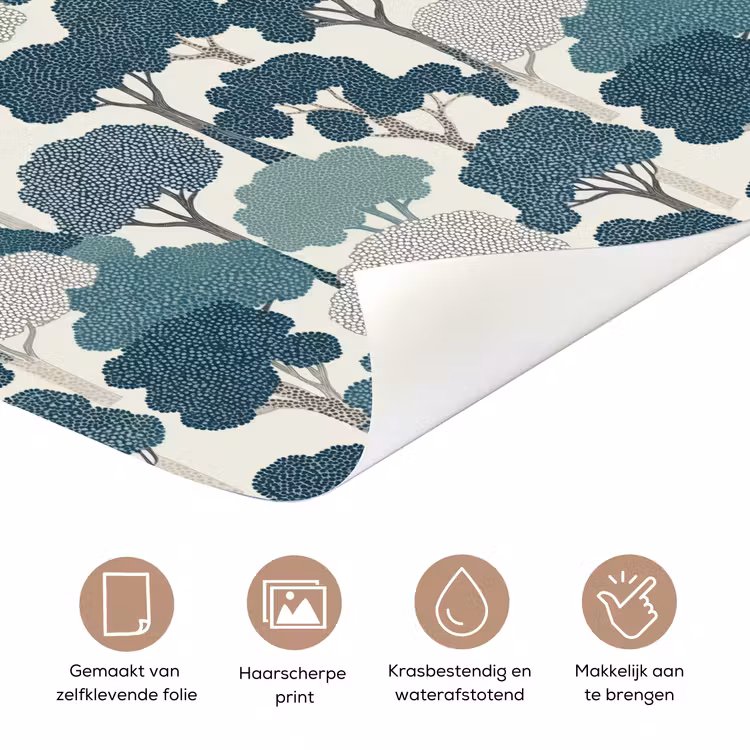 Modern - Bomen - Bos - Patroon - Blauw deurposter klein 289 -closeup_NL