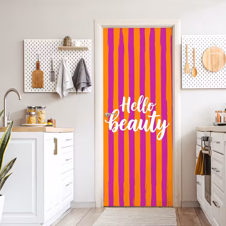 Modern - Hello - Oranje deurposter klein -sfeer5