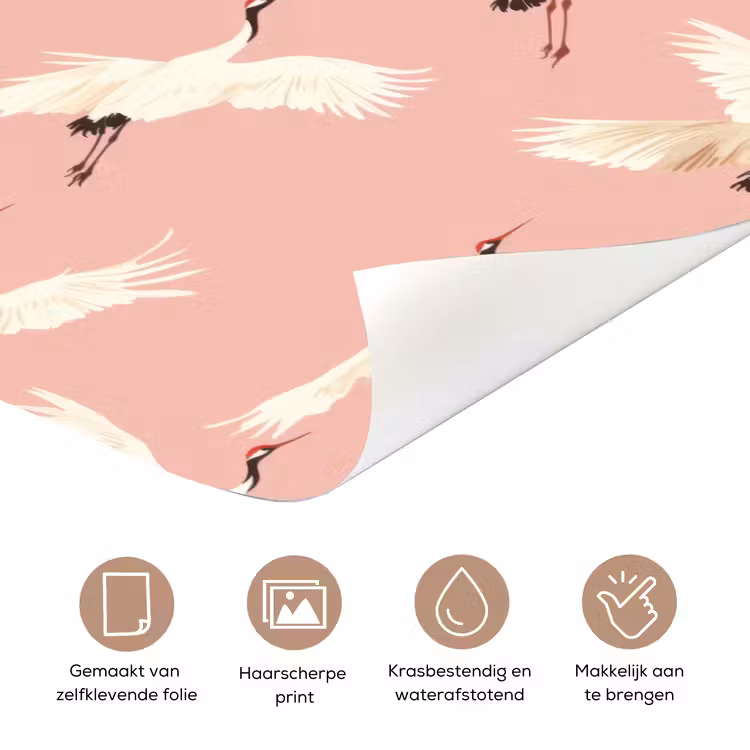 Modern - Kraanvogels - Roze deurposter klein 289 -closeup_NL