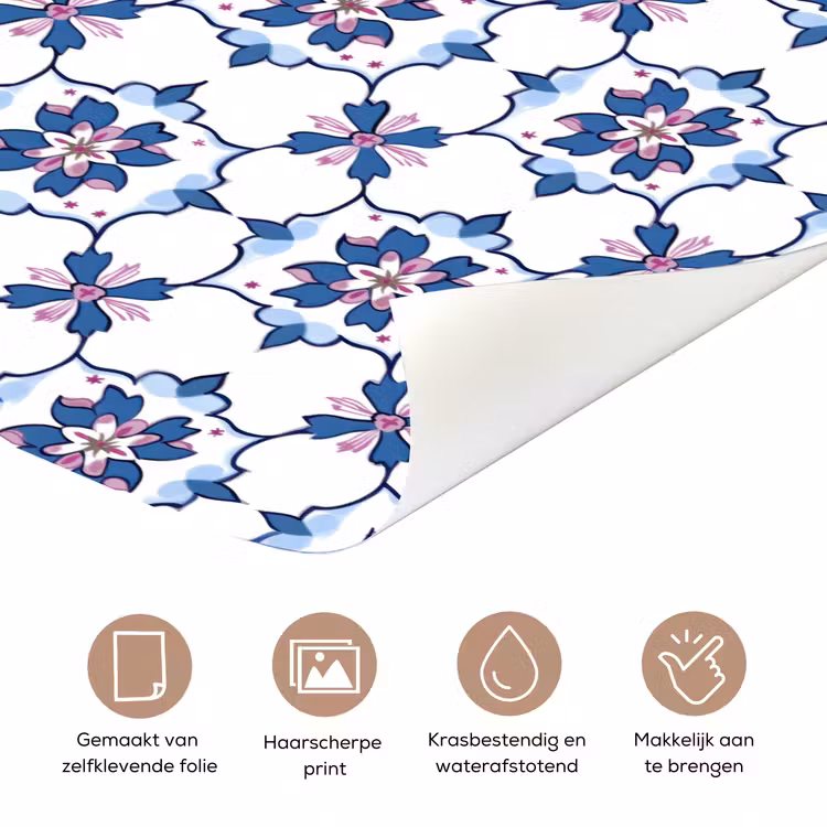 Modern - Patroon - Blauw - Roze deurposter klein 289 -closeup_NL