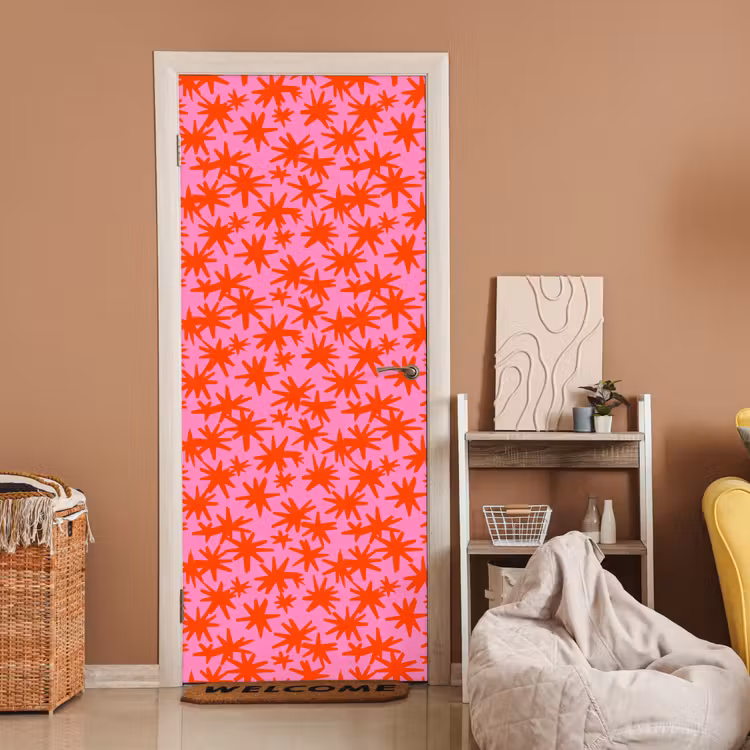 Modern - Sterren - Roze deurposter klein 289 -sfeer1