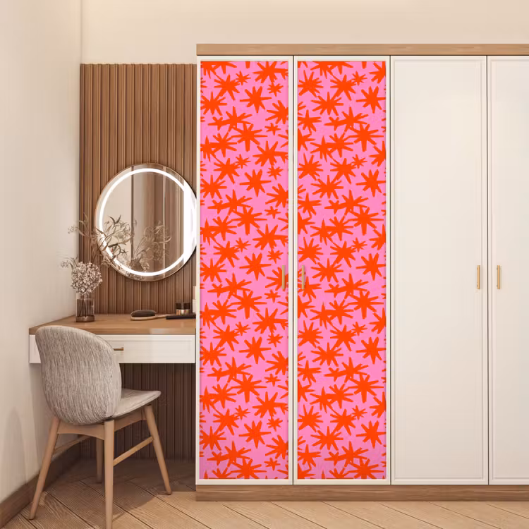 Modern - Sterren - Roze deurposter klein 289 -sfeer3