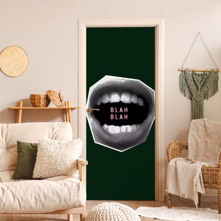 Mond - Groen - Illustratie - BLAH BLAH deurposter klein -sfeer2
